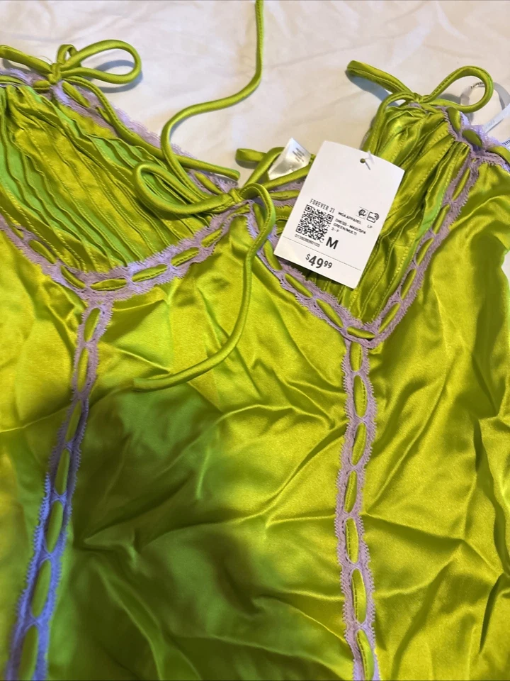 Vestido maxi feminino Forever 21 Betsey Johnson verde/multicolorido tamanho M - Imagem 3 de 4