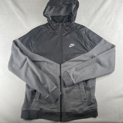 Nike Windrunner Hoodie Jacket Men L Gray Black Fleece Mix Full Zip NSW 616625071