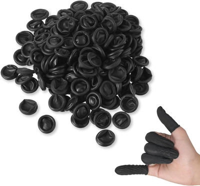 400 Pcs Disposable Latex Finger Cots Protective Fingertips Gloves Black Finger S