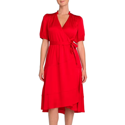 #ad Draper James Women#x27;s Wrap Midi Dress Size Medium Red $26.34