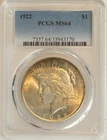 1922 Peace Silver Dollar PCGS MS 64 $1 Rainbow Toned US COIN