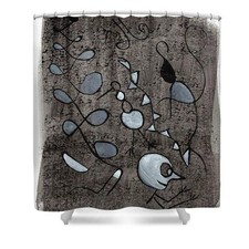 Carnaval Abstract Line Art Shower Curtain   Artistic Bathroom Design Modern Eleg