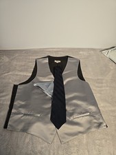 Ascot LLC Mens XL Silver Tuxedo Vest Set Formal Waistcoat Pocket Square Tie 100