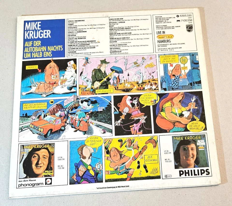 MIKE KRÜGER "Auf der Autobahn nachts um halb eins" signierte Autogramm LP 1970er - Bild 4 von 4