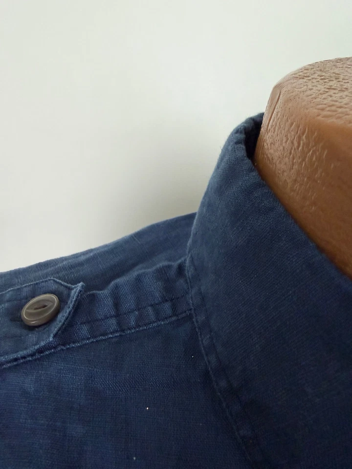 Orvis Shirt Men Medium Linen Safari Minimal Indigo Outdoors Travel Long Sleeve - Image 4 of 4