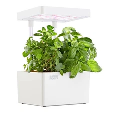 Self Watering White Planter Hydroponic Grow Kit with LED Lights and Pods