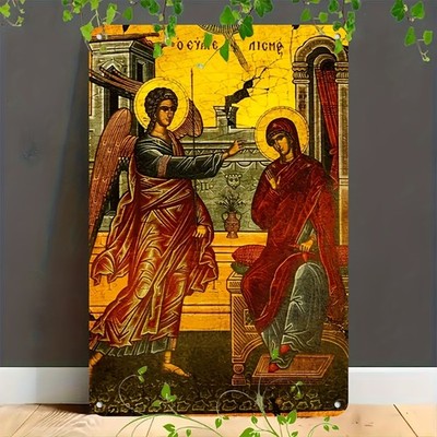 Tin Metal Signs Home Décor Byzantine-Inspired Christian Icon Art Poster Aluminum