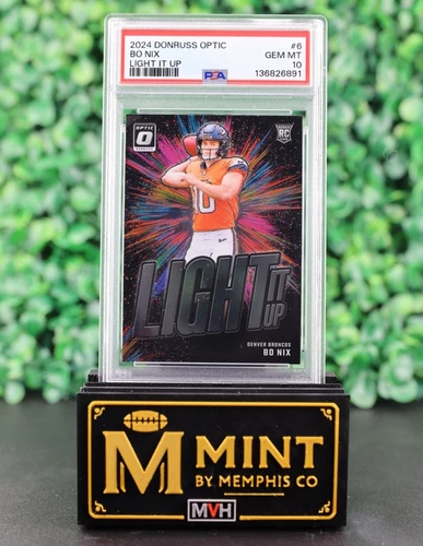 BO NIX 2024 PANINI DONRUSS OPTIC LIGHT IT UP #6 RC PSA 10 BRONCOS