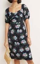 Anthropologie Scarletta Sweetheart Mini Dress New Sz 6 Black Floral Print