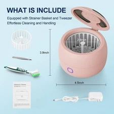 Ultrasonic Retainer Cleaner, Denture, Retainer, Mouth Guard - 45kHz - PINK