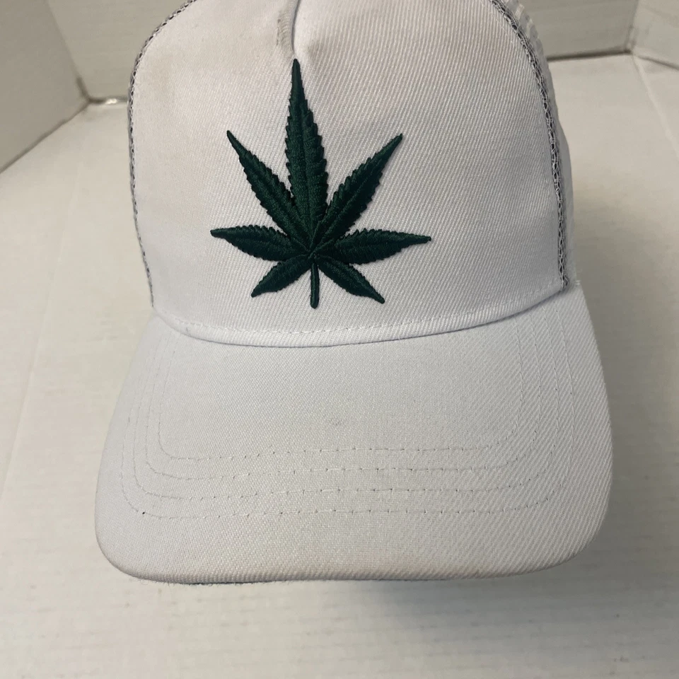 Death Row Records Leaf A-Frame Trucker Adjustable Hat White/Green Exclusive - Image 3 of 4