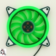 120mm 12cm RGB Fixed LED Computerlüfter PC Gehäuselüfter Dual Ring Lüfter Grün