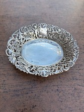 Very Pretty Embossed Pierced Sweetmeat Dish Goldsmiths Cherubs  Animals HM 1903