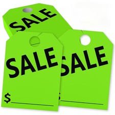 120 Pack Sale Tags, Green Double-Sided Hanging Car Mirror Tags, 8.3 x 11.2 In...