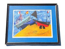 Vtg Signed Numbered Peter Edwards French Sailboats Framed Lithograph w/ COA