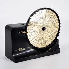 Star Case Decision Maker Novelty Coin Bank 1991 Spinning Wheel Black Plastic