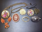 Vintage Floral Brooch Necklace Costume Jewelry Lot Collection
