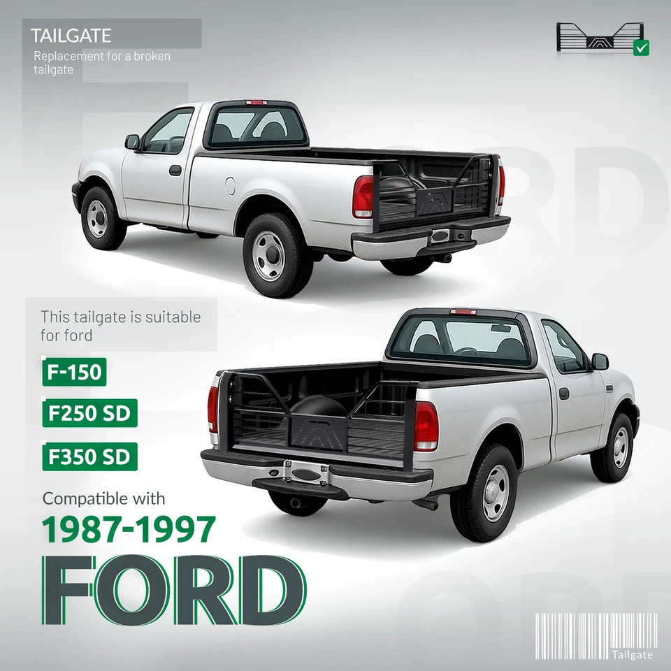 Fits Ford F-150/F250 SD/F350 SD 1987-1997 Rear Wheel Vented Tailgate Steel - Image 2 of 4
