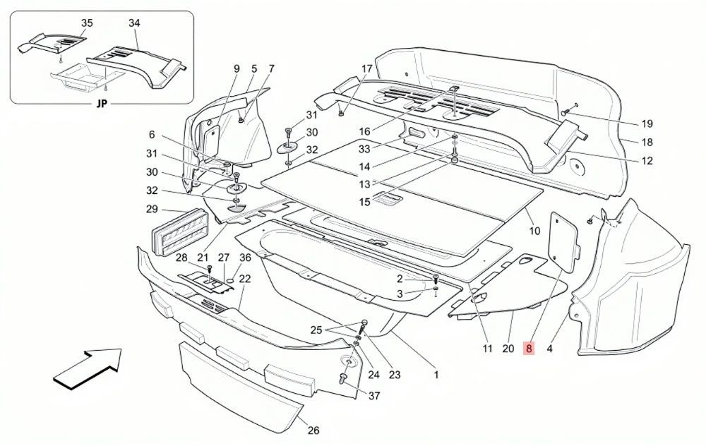 Maserati GranTurismo 2014-2019 REAR+RIGHT Door panel