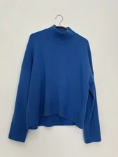 ME+EM Cashmere Wool Jumper L Cornflower Blue Cosy Sweater Dropped Sleeve Autumn
