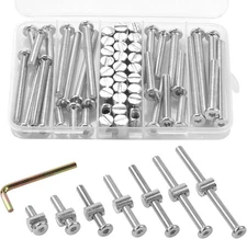 Crib Screws,28Sets Baby Bed M6x20mm/30mm/40mm/50mm/60mm/70mm/80mm(28Sets) 