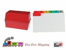 Office Index Record Card Box Filing & Coloured Guide Record Cards - RED "5 x 3"