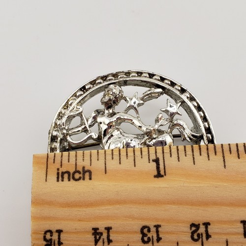 Vintage Silver Tone Sagittarius Pin Brooch Astrology Birthday Gift Whimsical - Picture 3 of 5