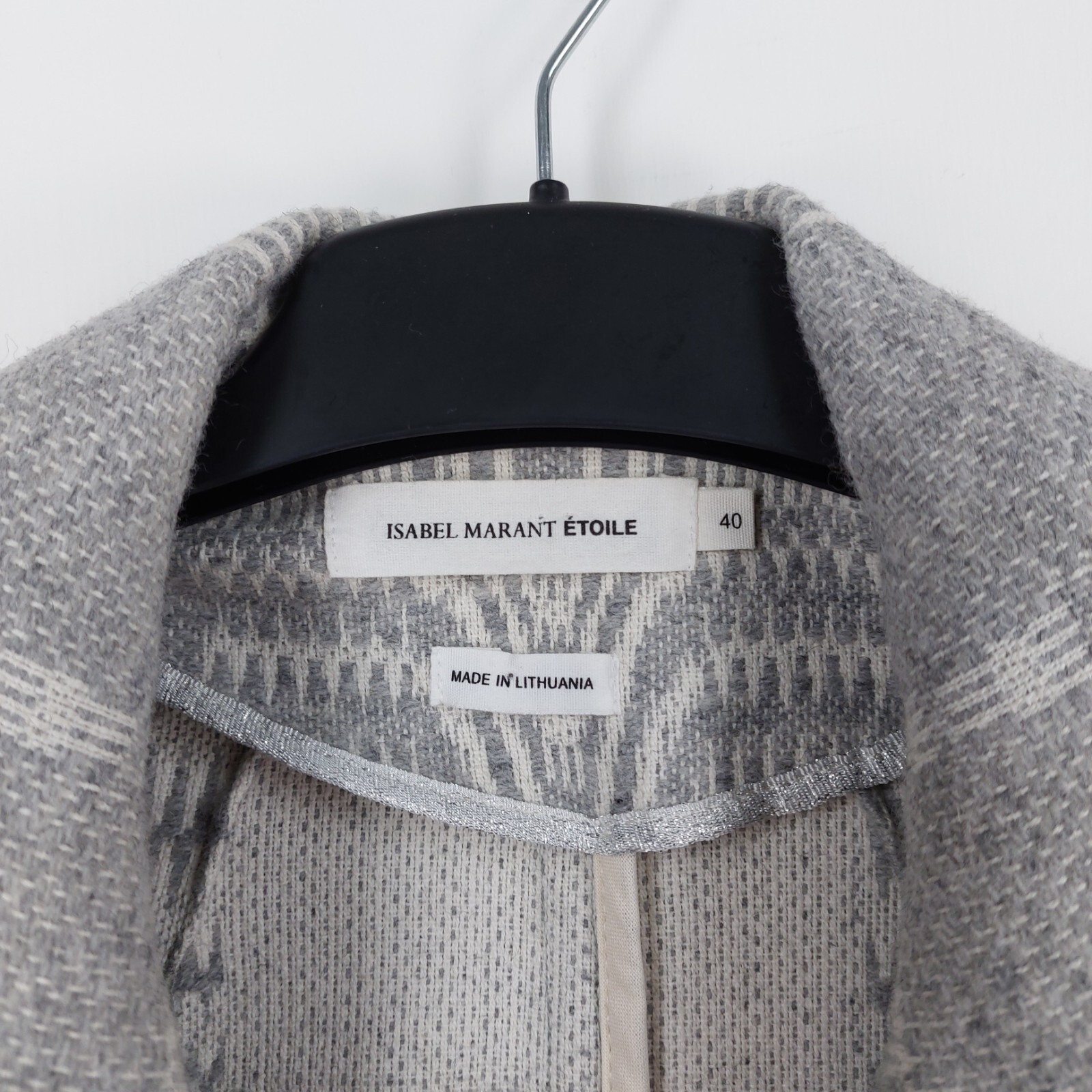 Isabel Marant Etoile Size 40 Large Grey Cream Patterned 33% Wool Blazer Jacket