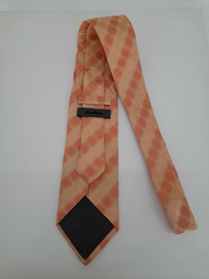 STRELLSON cravatta tie 100%seta rosa cipria geometrico necktie A183 - Imagen 4 de 4
