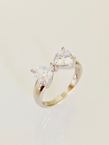 Anello in zirconi cubici trasparenti argento sterling 925 taglio fiocco tutte le taglie - Foto 9 di 12