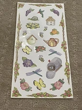 Vintage Garden Stickers Bees Bird Best With Eggs Flowers And Butterflies