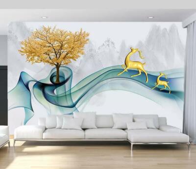 3D Golden Tree Fawn 8992NA Wallpaper Wall Mural Removable Self-adhesive Fay