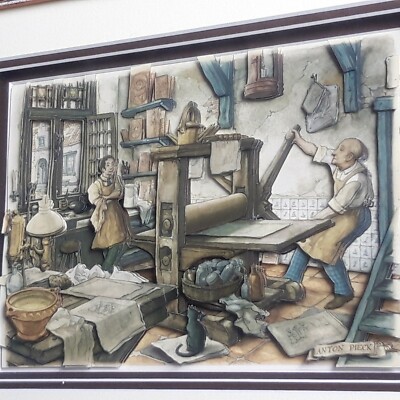 3D Bild Anton Piek Druckerwerkstatt gerahmt ca. 39×31.5 Euro intern. nv Belgium