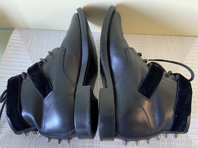 SAINT LAURENT Studded short boots Size 37.5 Black Leather 367688