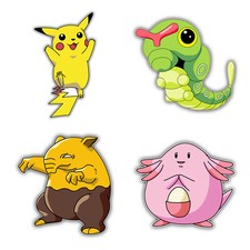 Pokemon Cartoon Set Of 4 Vinyl Sticker Decal - 5'' longer side ID:2