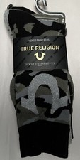 NIP TRUE RELIGION MEN 3 PAIRS MULTI COLOR CREW SOCKS SIZE 10-13 SHOES 6-12 1/2