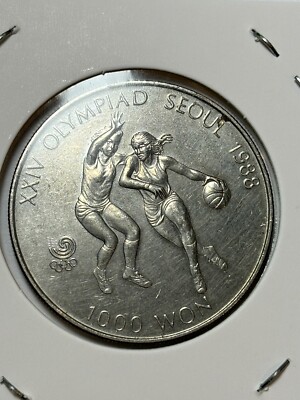 1986 South Korea 1000 Won Coin Olympic Games 1988 In Seoul
