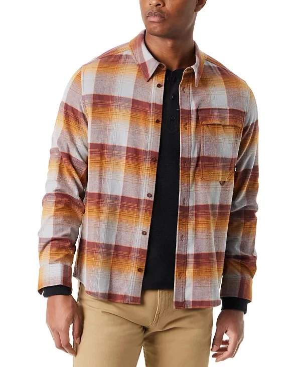 Bass Outdoor Shirt Men's Multi Plaid Flannel Stretch Classic Fit Button-Up MAC70