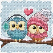 Two Cute Owls B1400L Luca-S Counted Cross-Stitch Kit