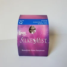 Leggs Pantyhose Plus Size Queen Control Top Silken Mist Nude Sheer Toe 2007 NOS