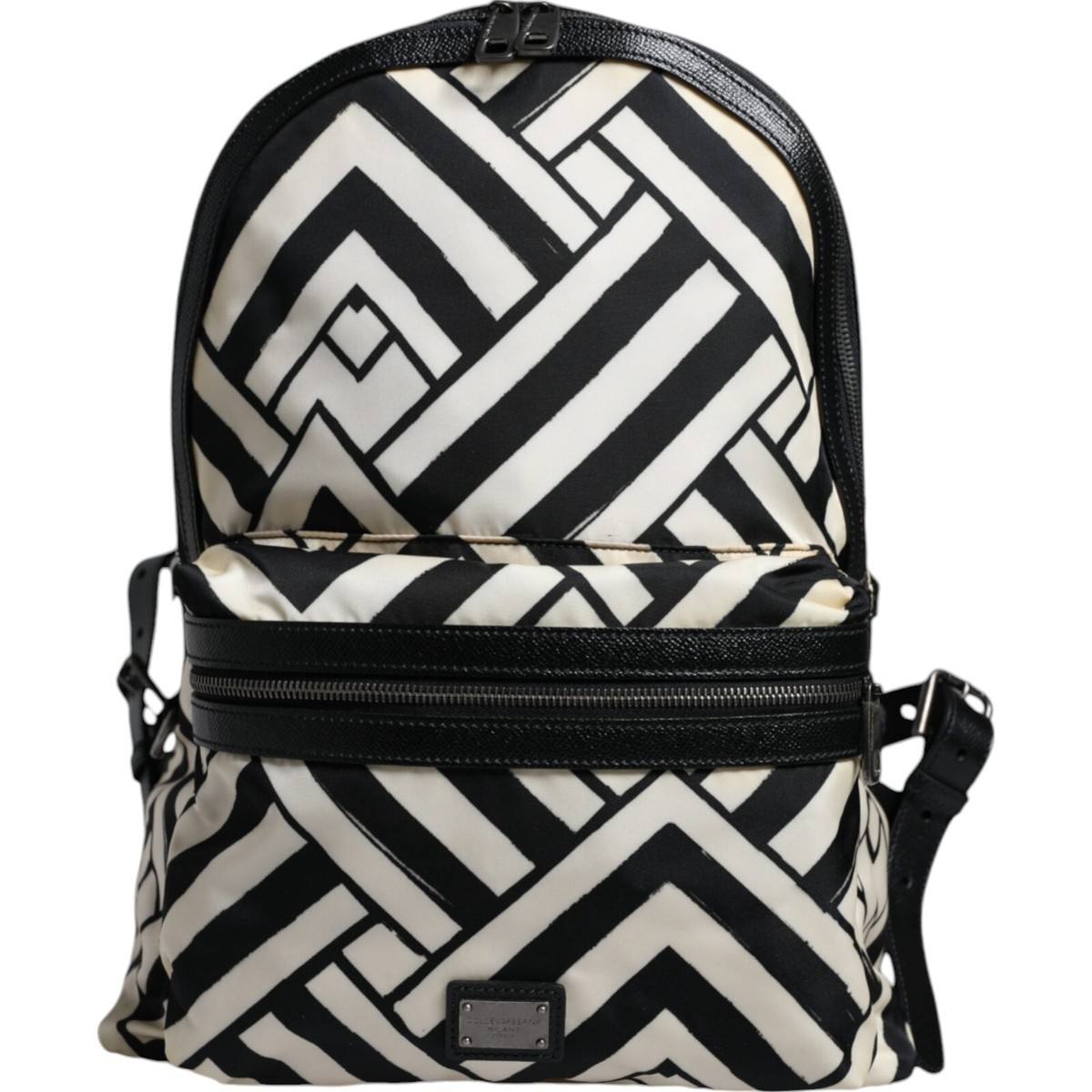 DOLCE & GABBANA Bag Black White Nylon Leather Travel Back  display picture 3