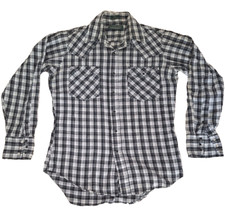 Vtg Sutter Creek Black Levis Flannel Plaid Button Up Shirt Mens Medium Pocket