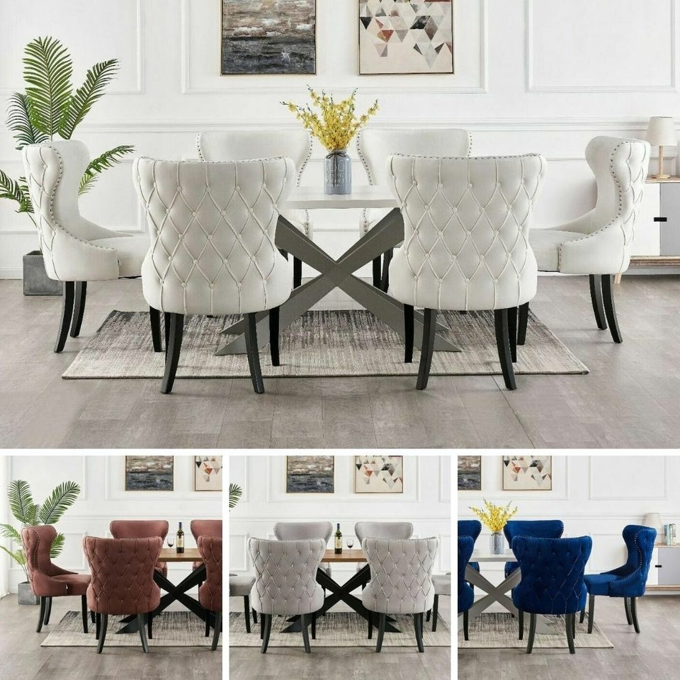 Luxury Dining Table Set Velvet Chairs Dining Table Set 4 and 6 Seater ...