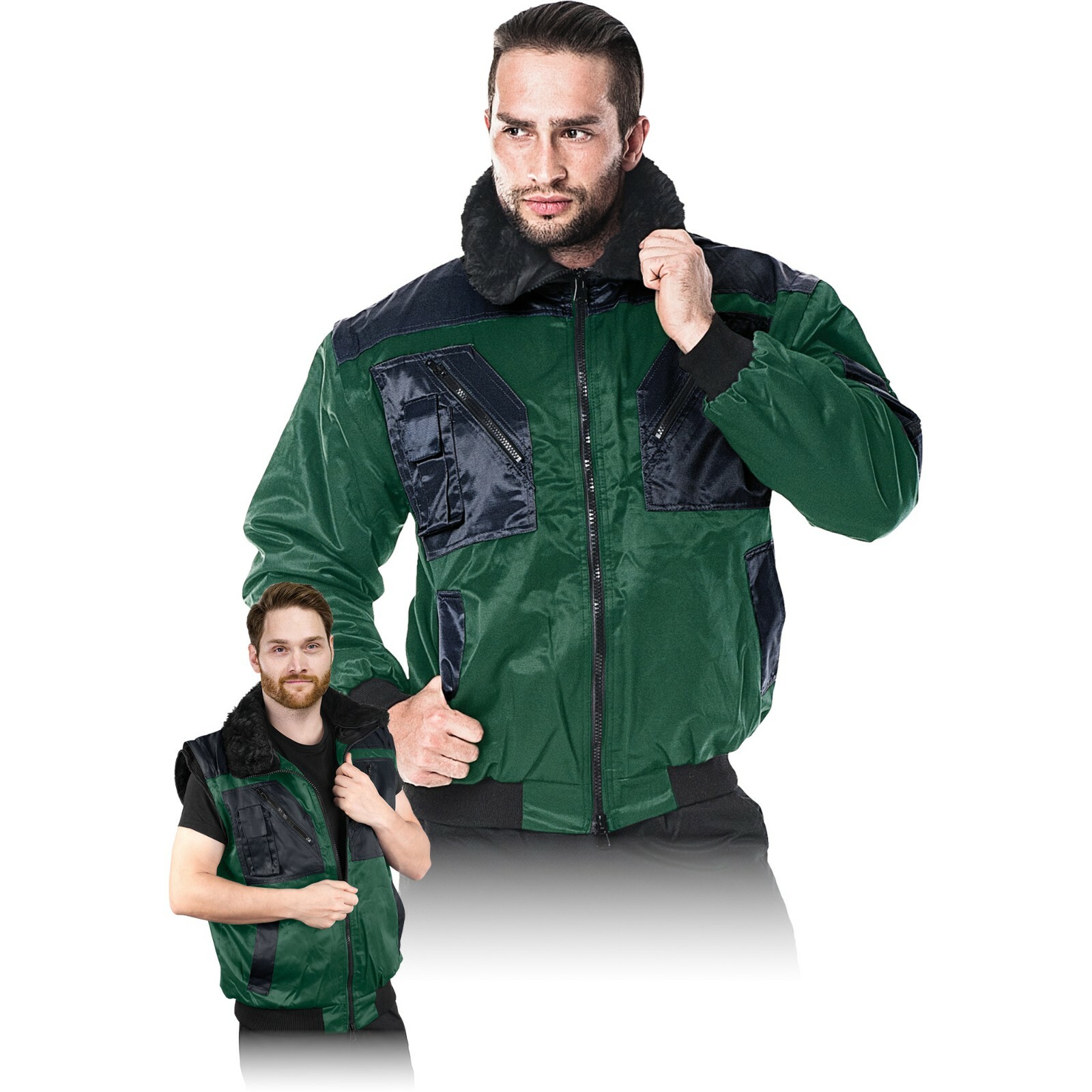 Giacca da lavoro abbigliamento da lavoro giubbino invernale verde nero taglia M - XXXL gilet