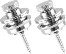 2Pcs Guitar Strap Locks, Silver Metal Flat round Head Straplocks, Buttons Securi