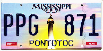 Mississippi Lighthouse  Nummernschild License Plate USA PPG 871  Originalbild