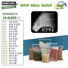 Grip Seal Bags Self Resealable Grip Poly Plastic Clear Zip Lock MIX [All Sizes]