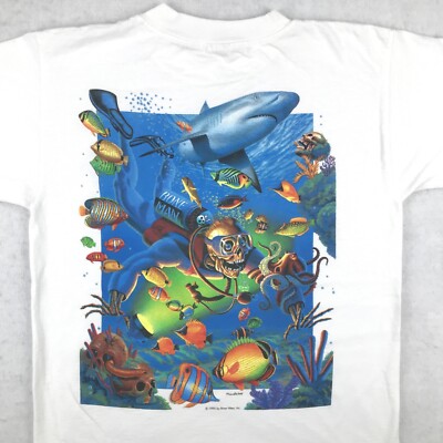 vintage 90s BONE MAN SKELETON SCUBA DIVER CARTOON T-Shirt vintage 90s BONE MAN SKELETON SCUBA DIVER CARTOON T-Shirt