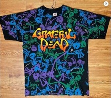 ORIGINAL Vintage 1990s Grateful Dead AOP T-shirt sz L Made in USA DEAD SPACES