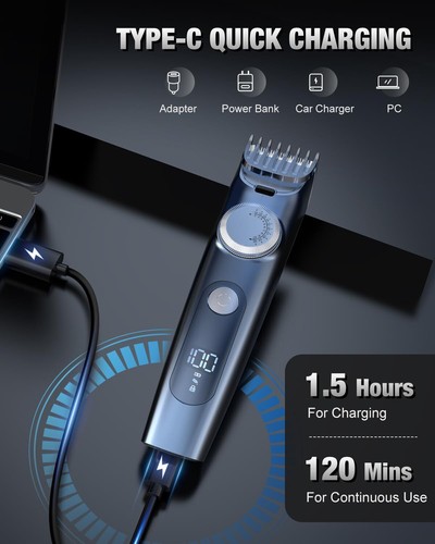 Cordless Hair Clipper Shaver Men's Beard Trimmer LED Professional Barber Clipper - Picture 9 of 24